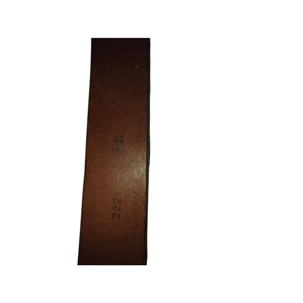 Eddie Bauer Leather Belt WPL 9647 Size 40 Brown England Silver tone hardware